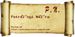 Petrányi Nóra névjegykártya