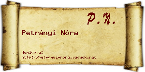 Petrányi Nóra névjegykártya